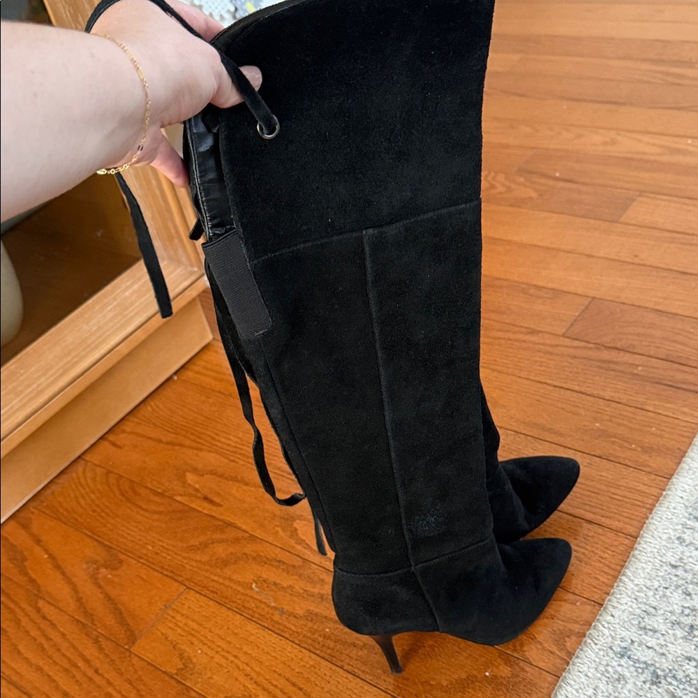 Elegant Black Suede Knee-High Boots